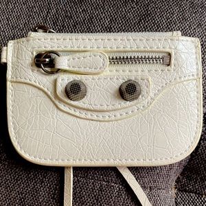 Balenciaga Cagole Zip Leather Card and Coin holder White